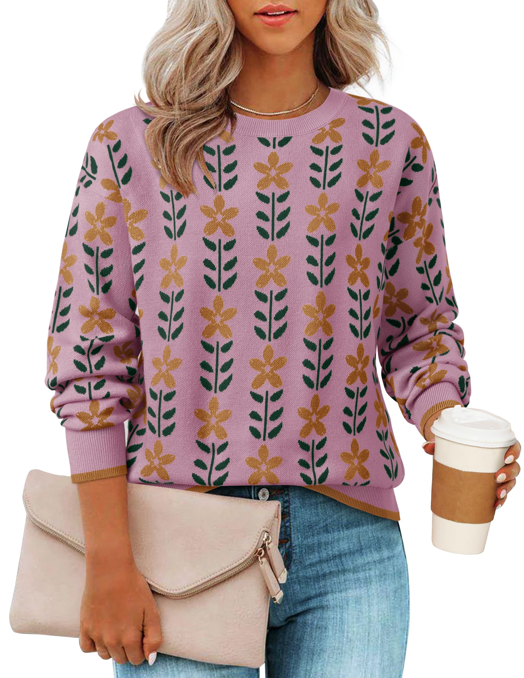 Luxuii Crewneck Printed Cute Oversized Knitted Pullover Tops