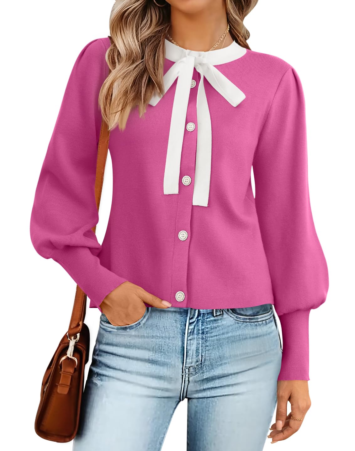 Luxuii Long Lantern Sleeve Button Down Comfy Knitted Coat