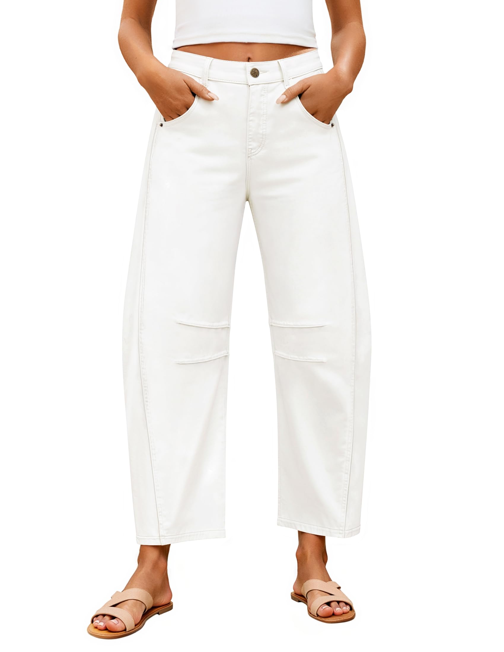 ZISICA High Waisted Wide Leg Stretchy Baggy Ankle Denim Pants