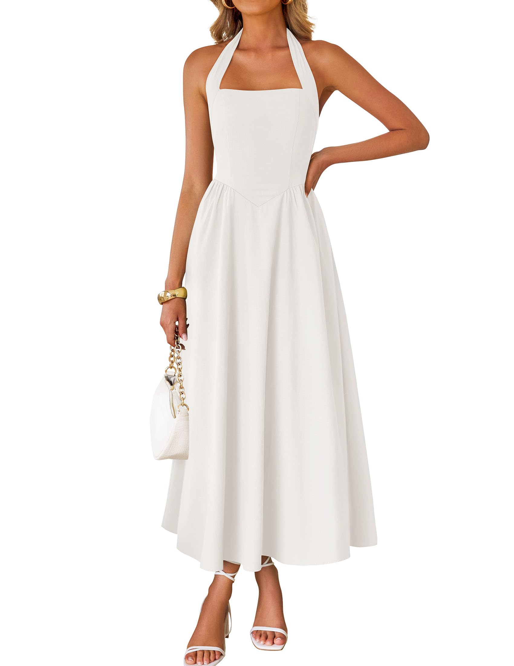 Luxuii Sleeveless Halter Off Shoulder High Waist Beach Long Dresses