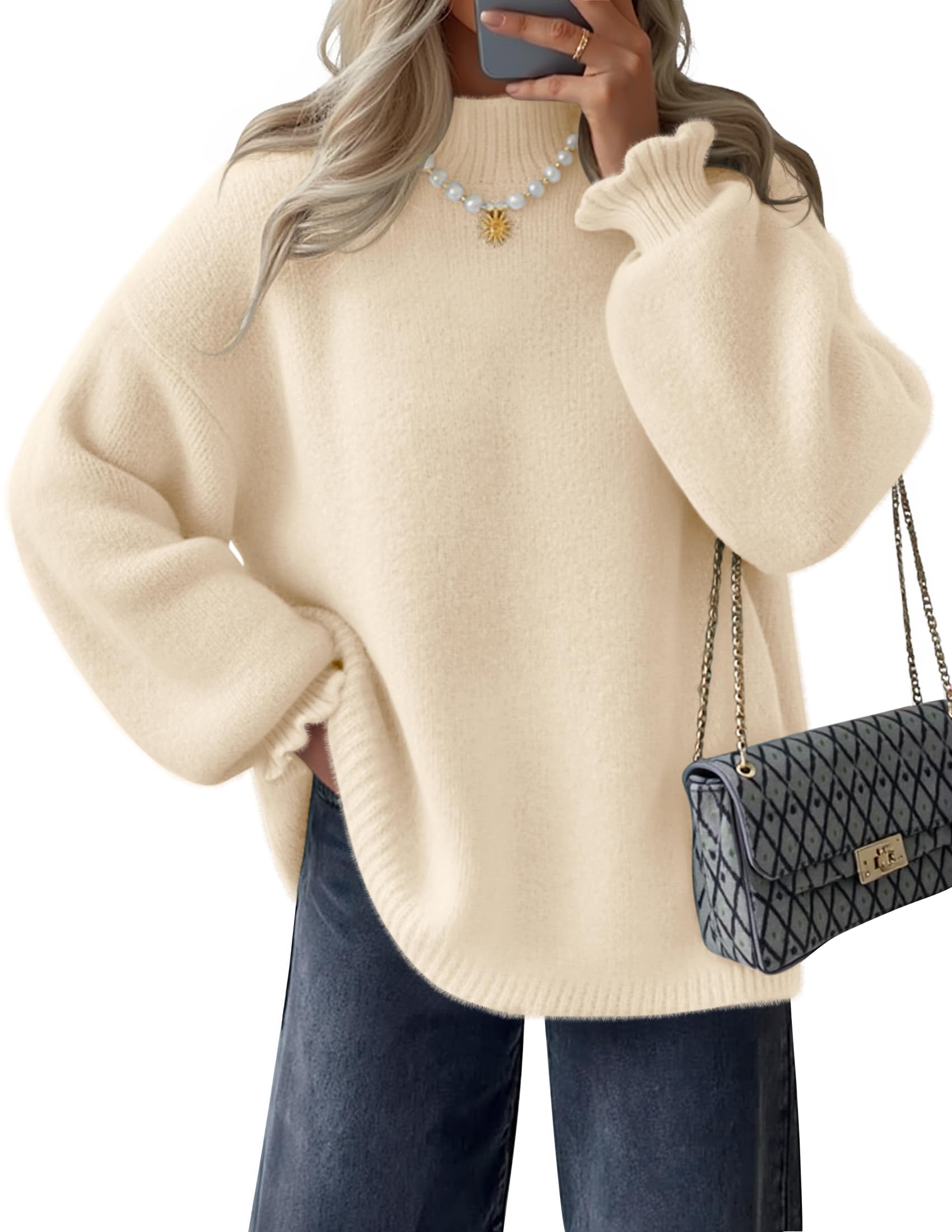 Luxuii Turtleneck Knitted Chunky Pullover Sweater Jumper Tops