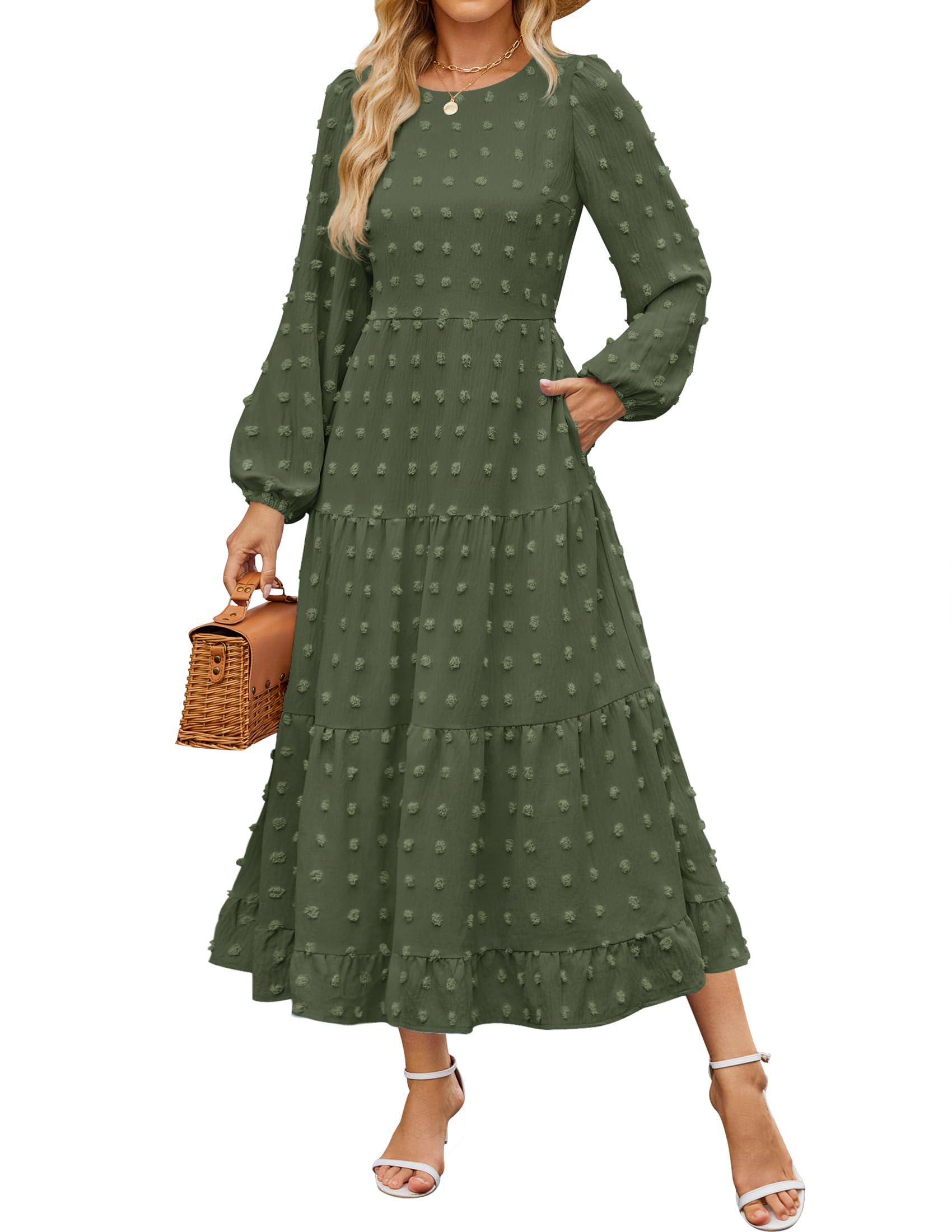 Luxuii Swiss Dot Tiered Flowy A Line Wedding Guest Dress