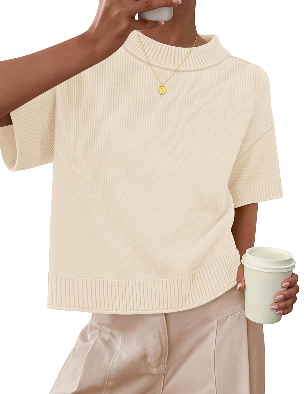 Luxuii Sweaters Summer Oversized Crewneck Soft Knit Cropped Tops