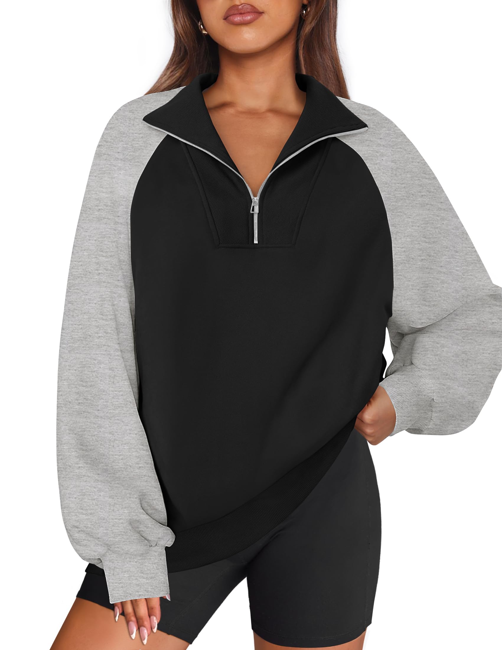 Luxuii Oversized Sweatshirts Half Zip Long Sleeve Pullover Tops