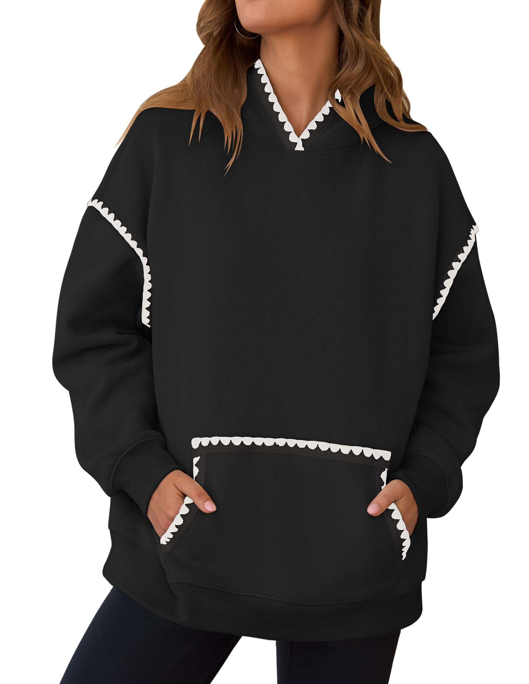 Luxuii Oversized Sweatshirts Fleece Hoodies Long Sleeve Pullover Top