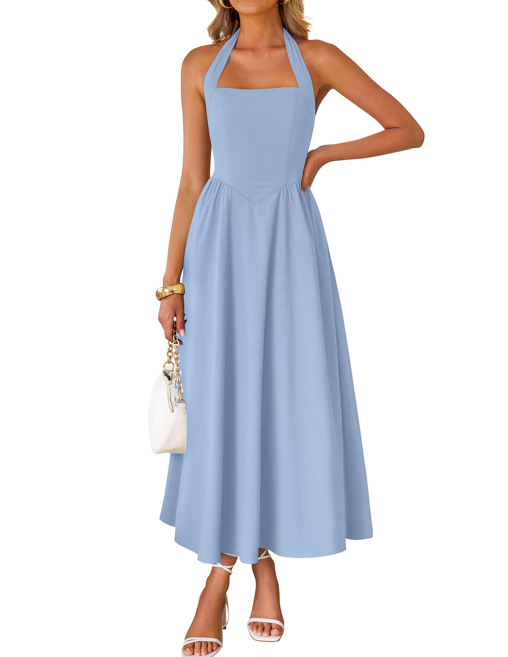 Luxuii Sleeveless Halter Off Shoulder High Waist Beach Long Dresses