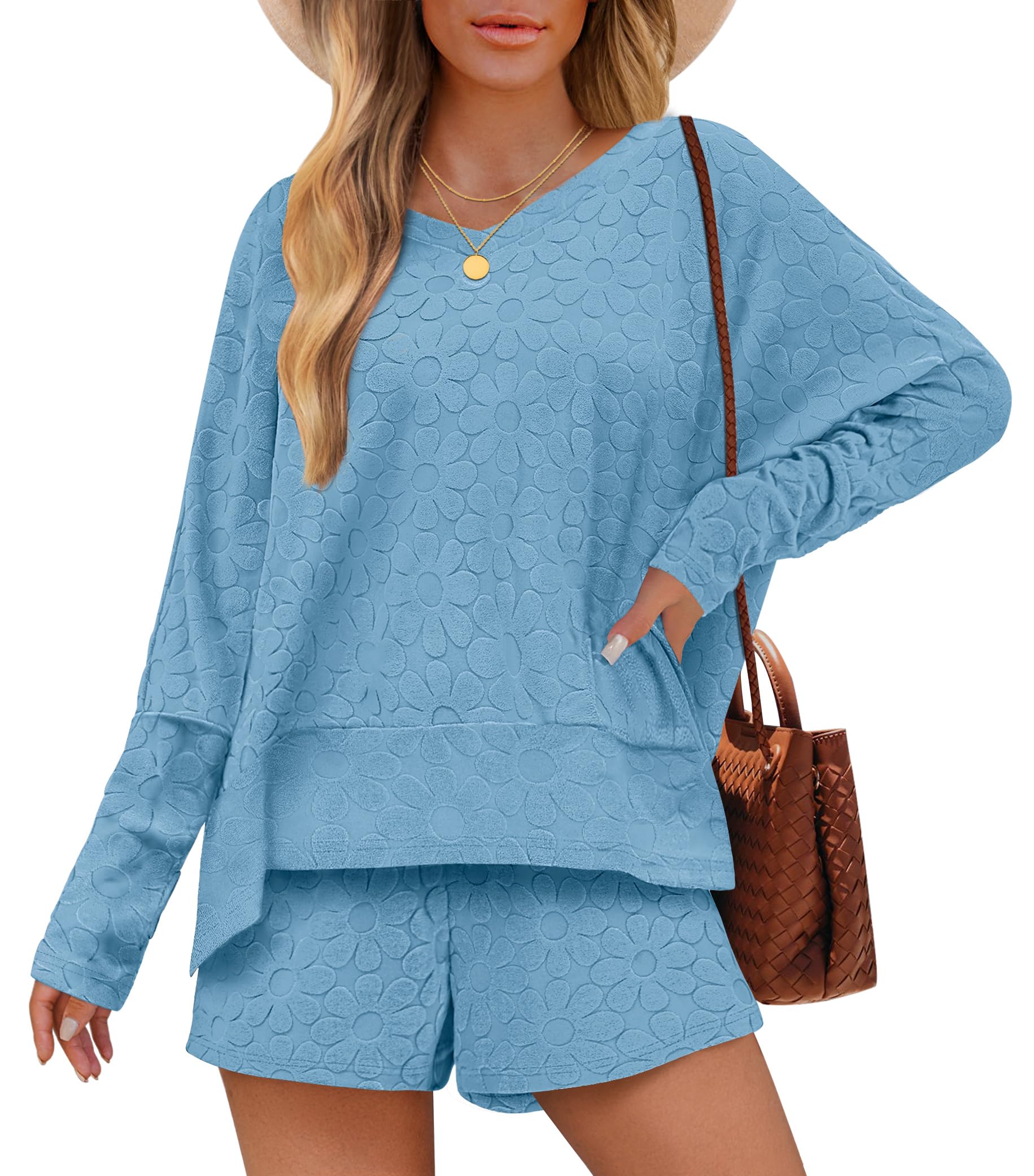 Luxuii Floral Lounge Sets Fall Top and Shorts Beach Wear Outfits