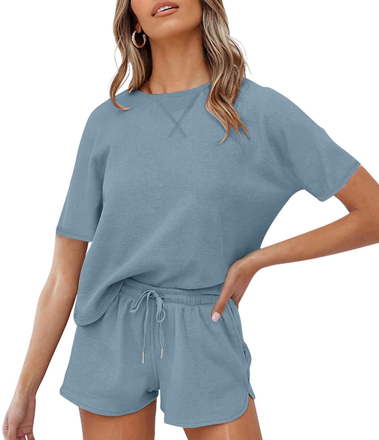 Luxuii Waffle Knit Loungewear Pajama Set