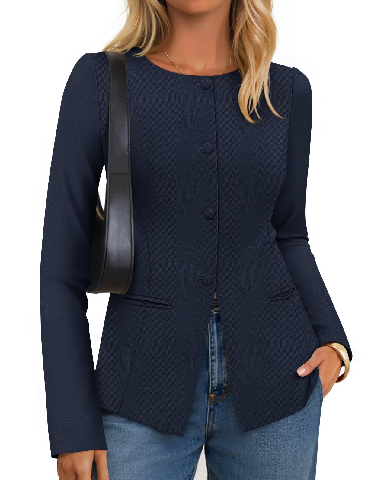 Luxuii Fall Button Suit Jackets Office Work Outfits Fitted Blazer