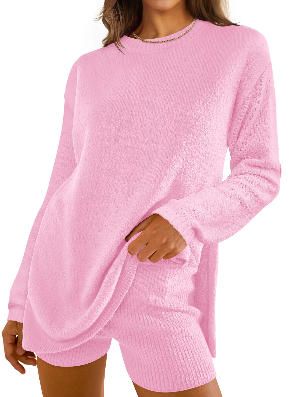 Luxuii Women's Two Piece Sweater Lounge Sets Shorts Outfits