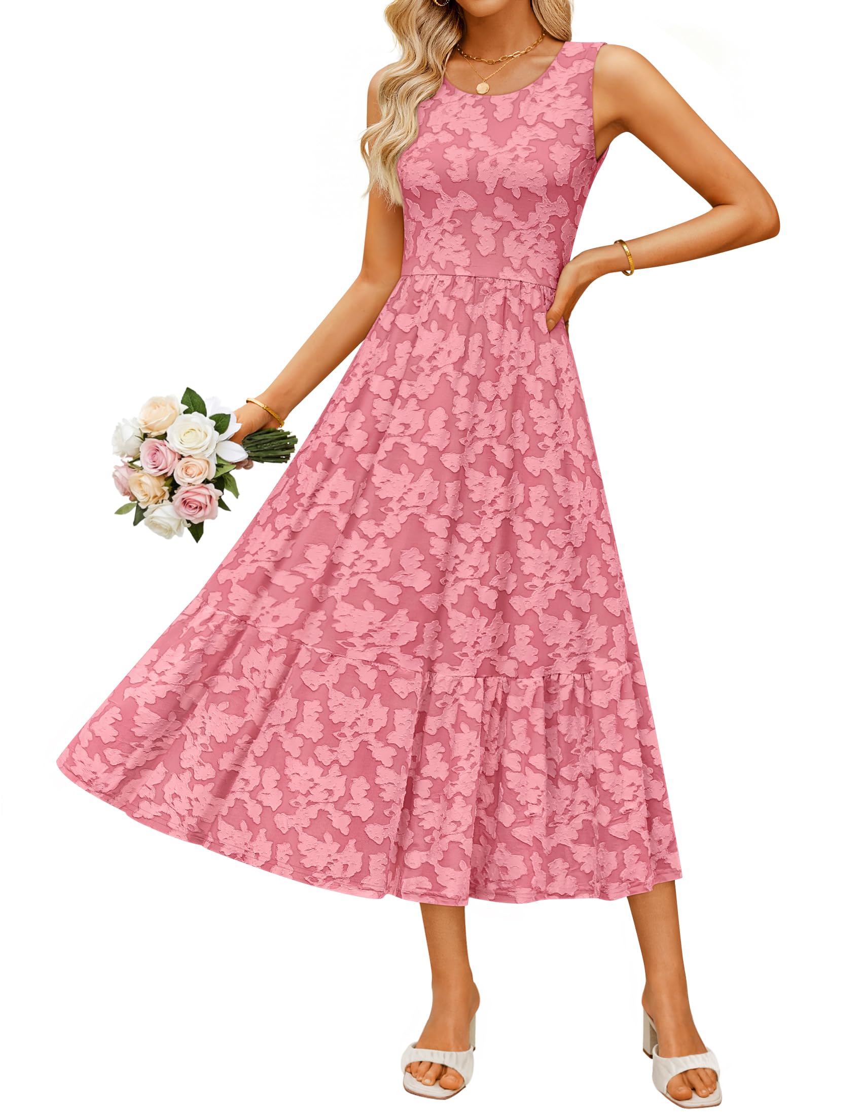 Luxuii Sleeveless Beach Vacation Dresses Casual Flowy Sundress