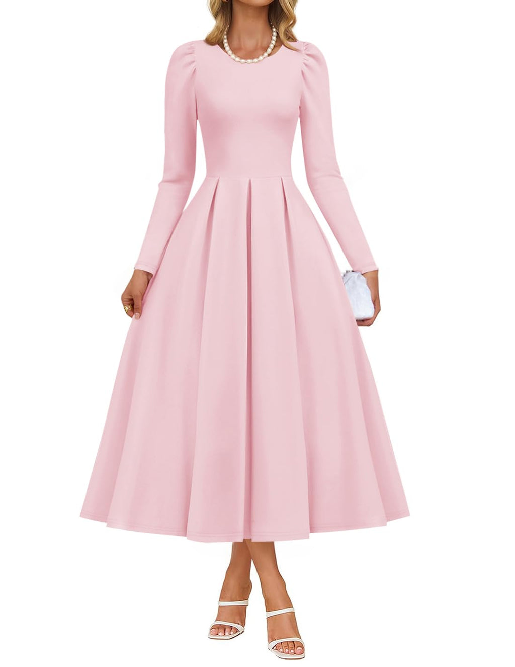 Luxuii Fall Elegant Crewneck Swing A Line Wedding Party Dress