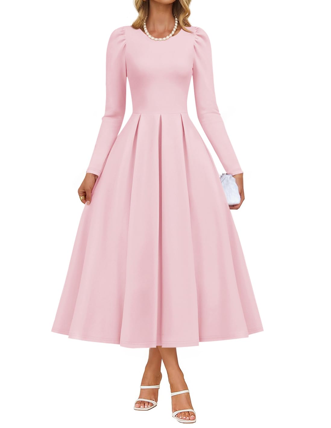 Luxuii Fall Elegant Crewneck Swing A Line Wedding Party Dress