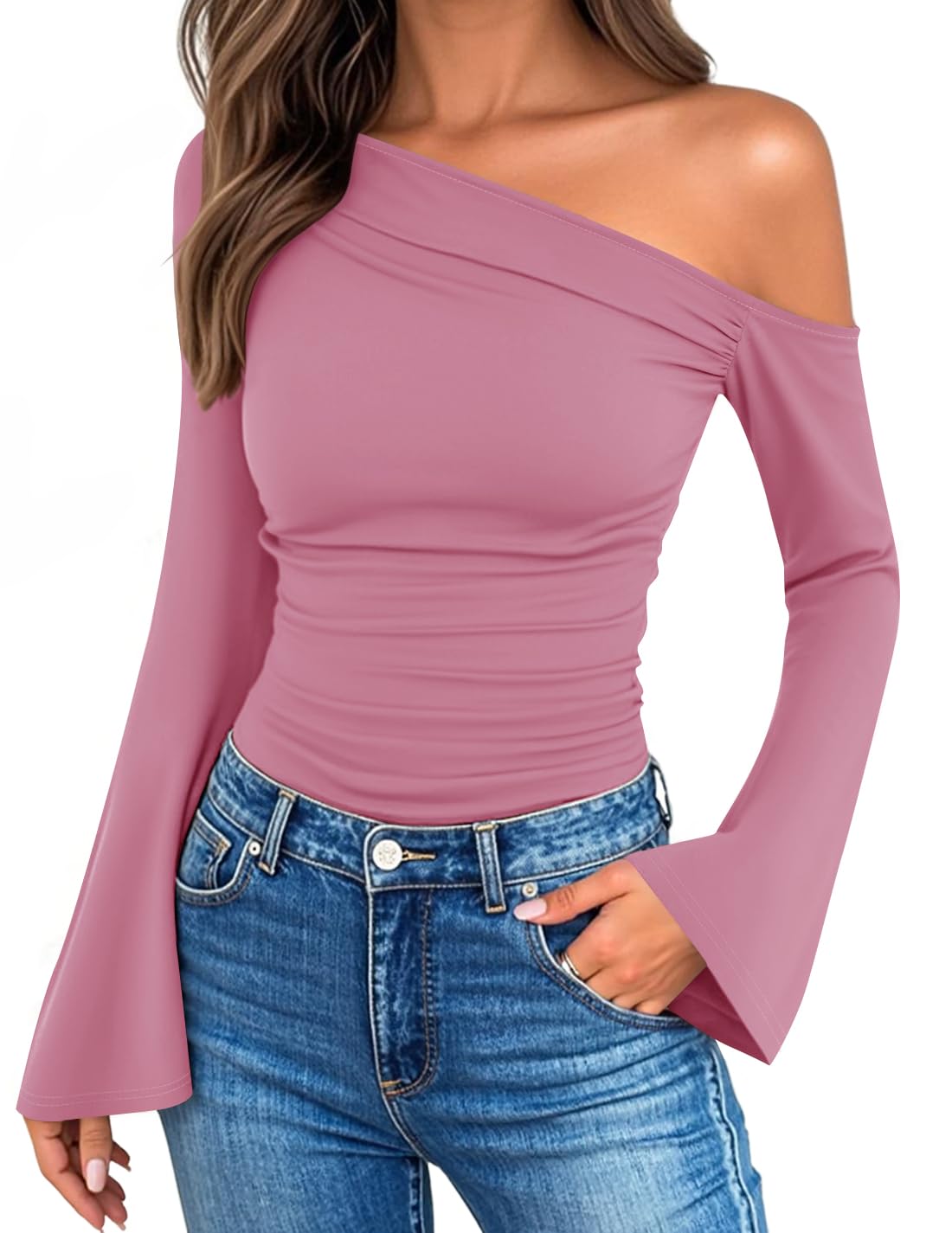 Luxuii Off Shoulder Going Out Ruched Tight Fitted Y2K Clothes