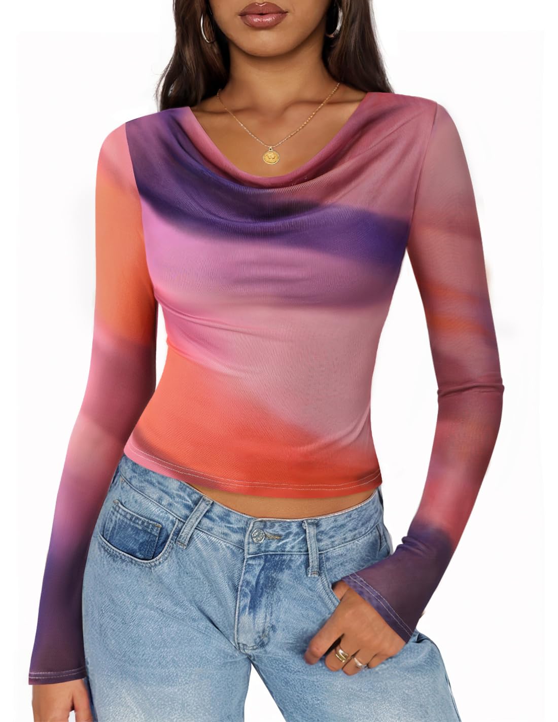 Luxuii Fall Cowl Neck Slim Fit Going Out Y2k Shirts Date Night Outfits