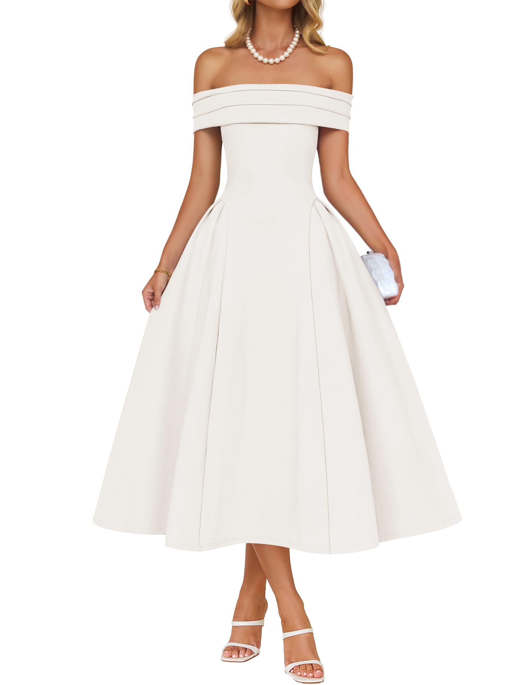 Luxuii Elegant Off Shoulder Swing A Line Wedding Dresses