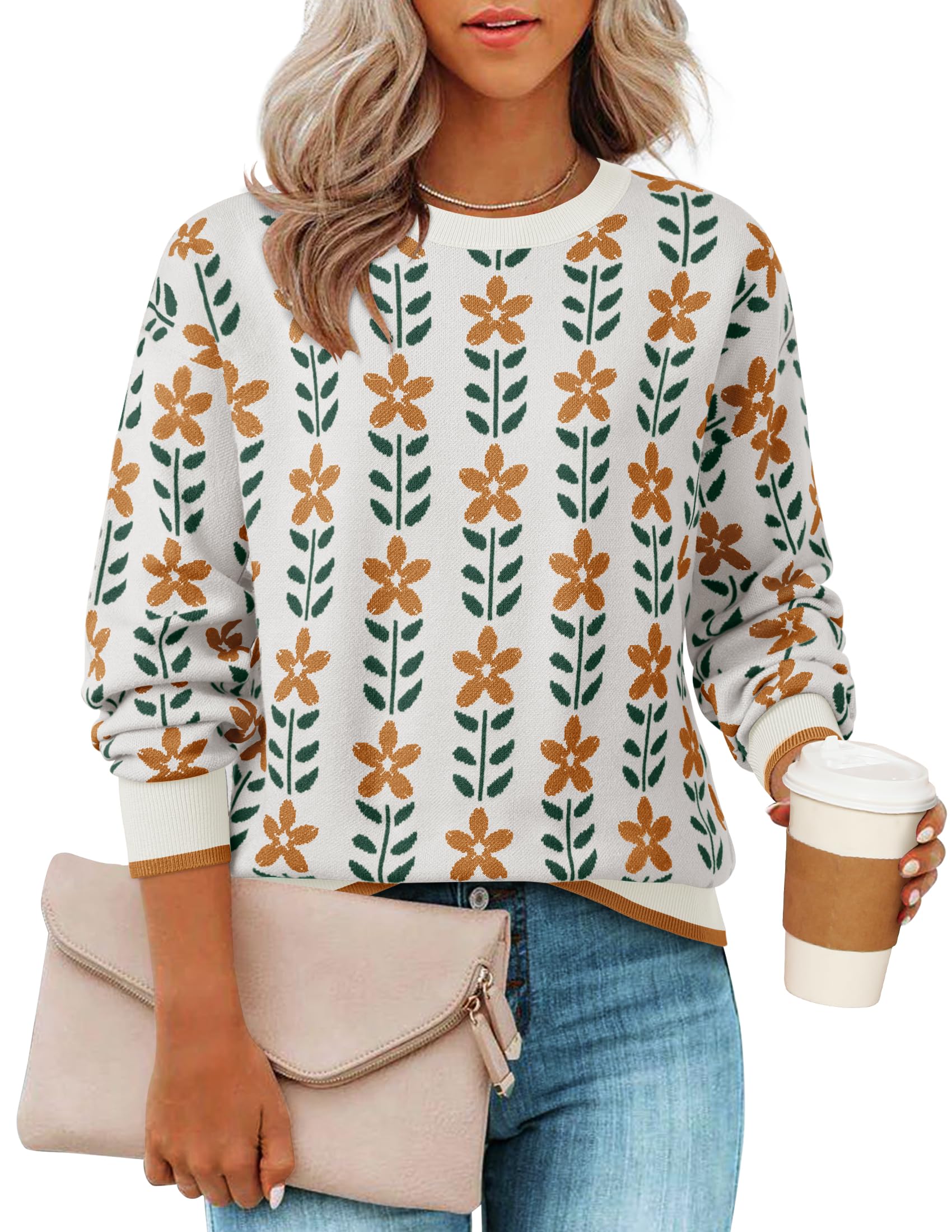 Luxuii Crewneck Printed Cute Oversized Knitted Pullover Tops