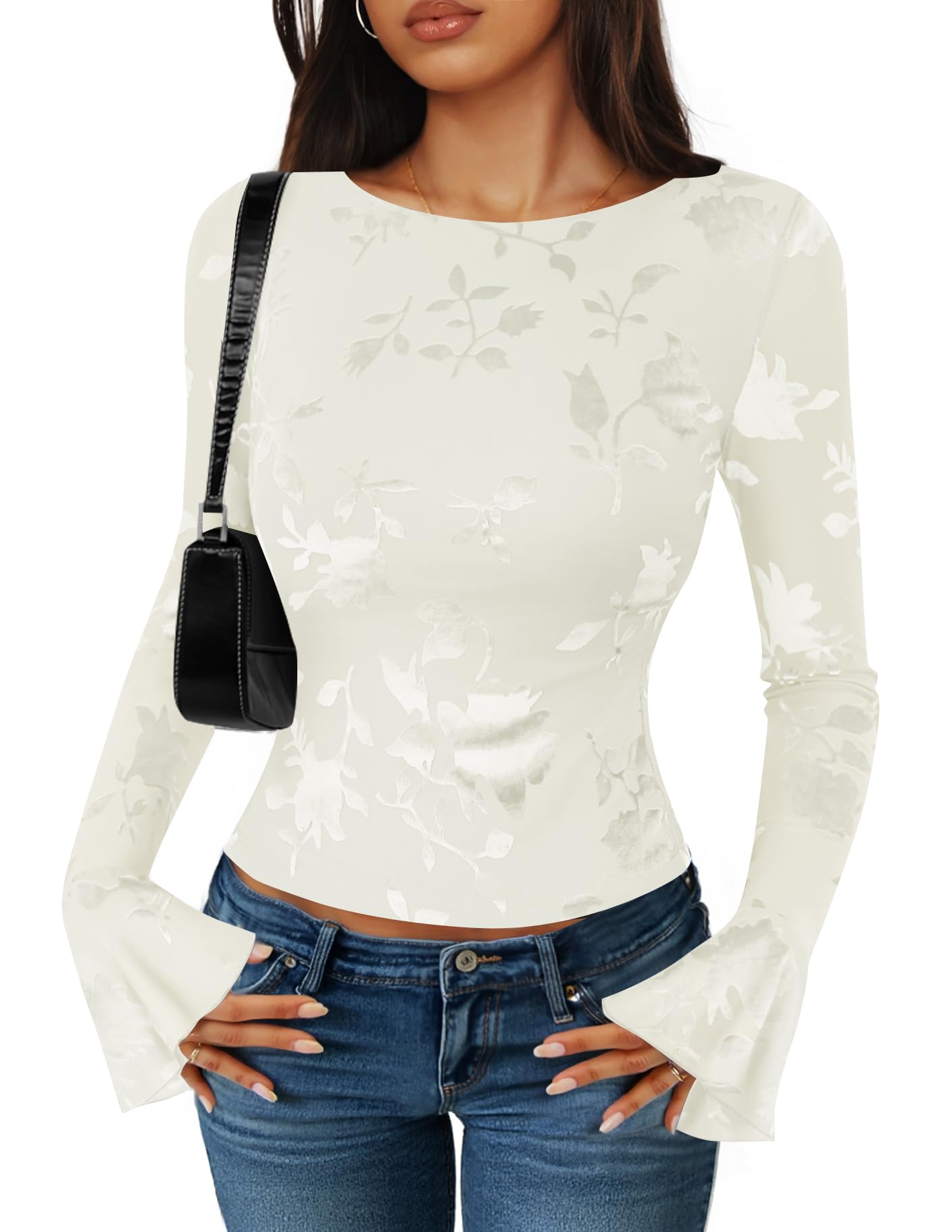 Luxuii Fall Fashion Boat Neck Fitted Shirts Trendy Going Out Y2k Outfits