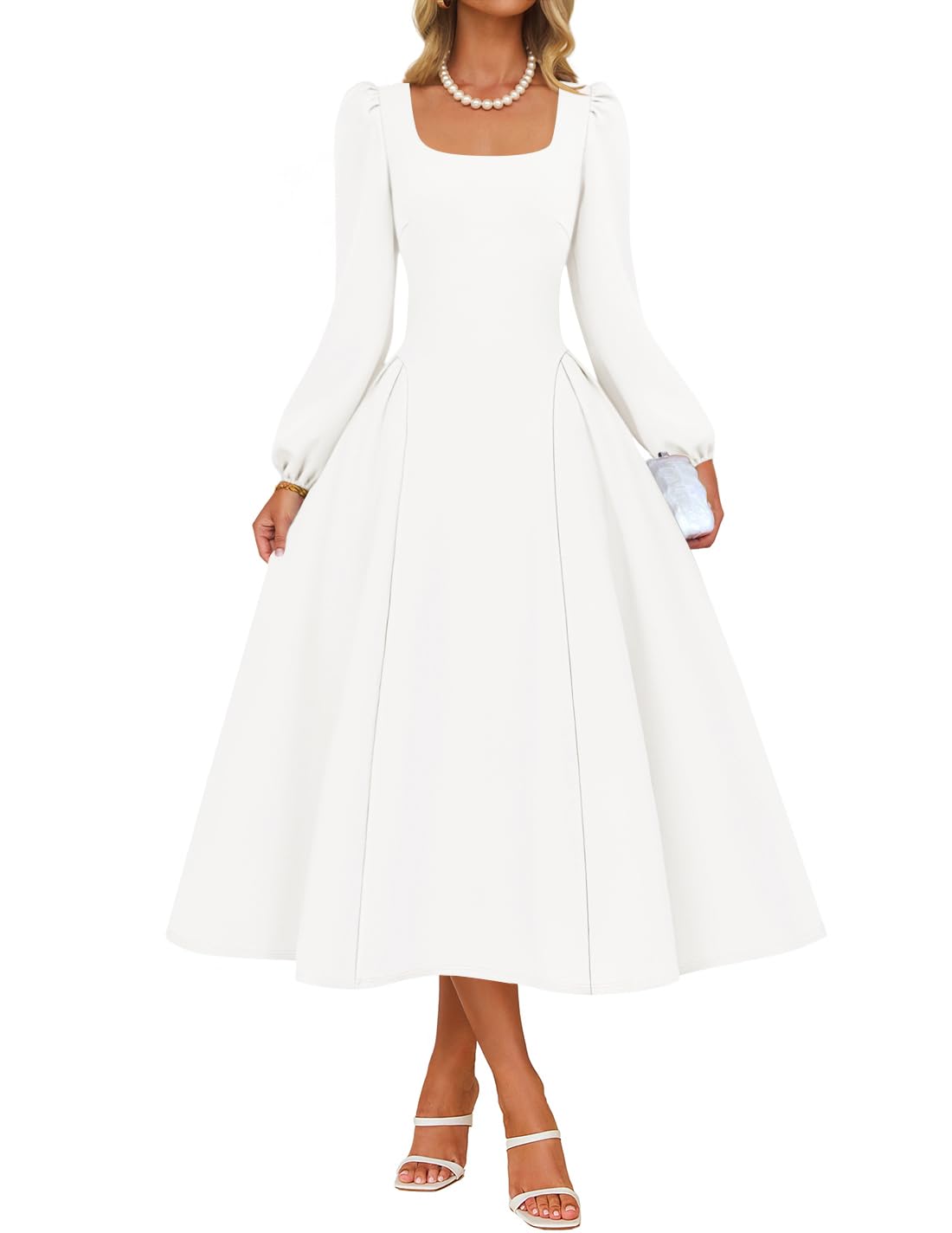 Luxuii Fall Square Neck Swing A Line Wedding Guest Evening Prom Dress