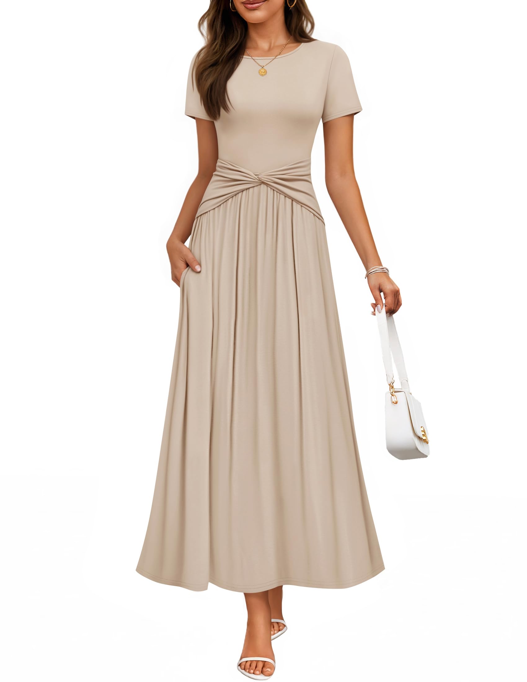Luxuii Twist Front Wedding Guest Cocktail Flowy A Line Long Dress