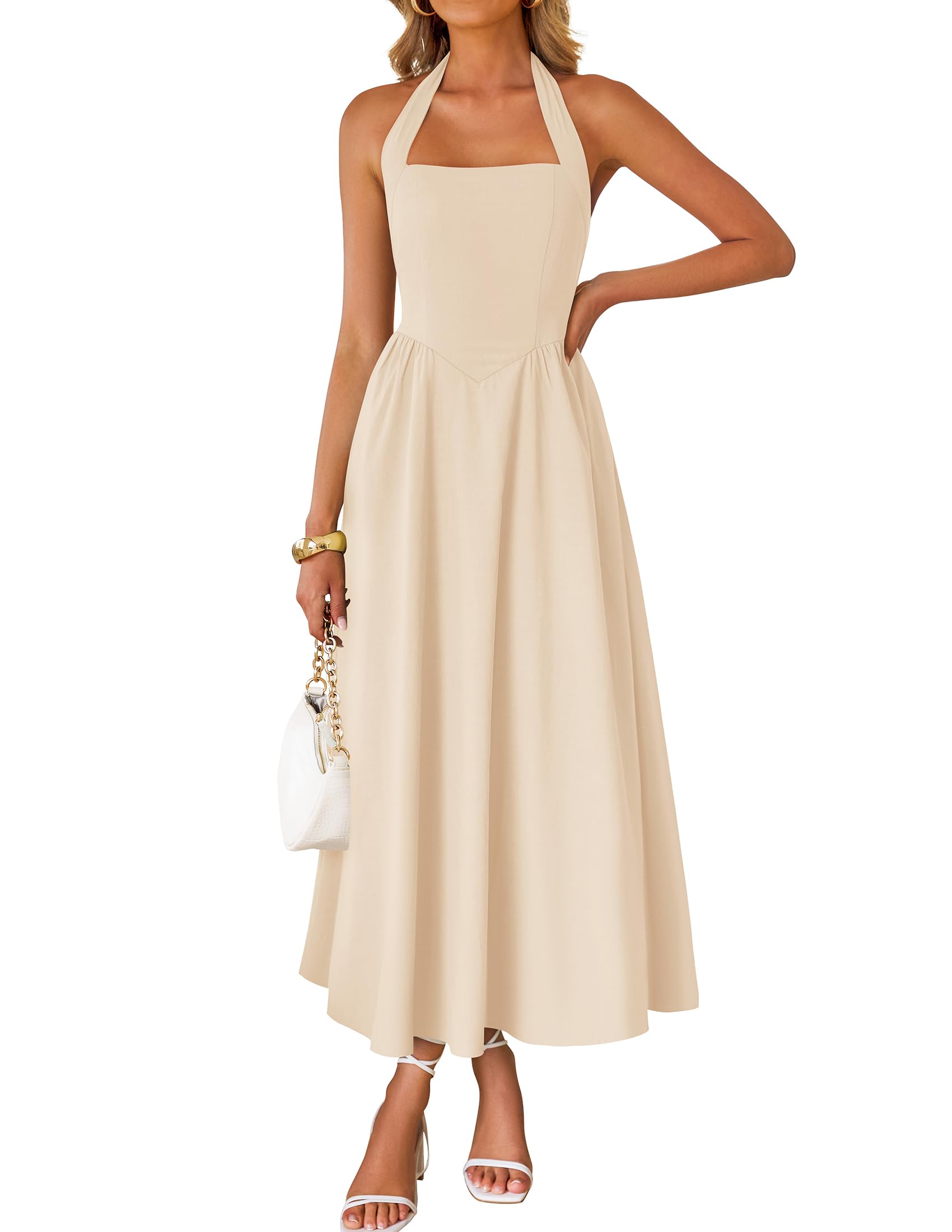 Luxuii Sleeveless Halter Off Shoulder High Waist Beach Long Dresses