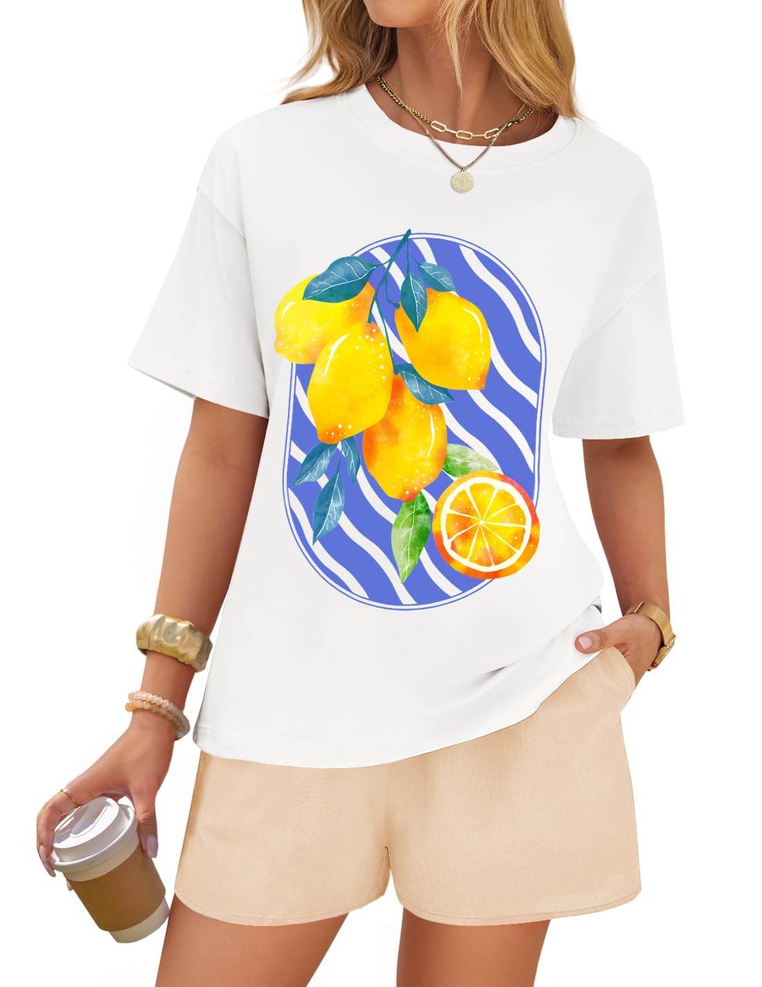 Luxuii 2 Piece Graphic Print Tops and Shorts Outfits with Pockets