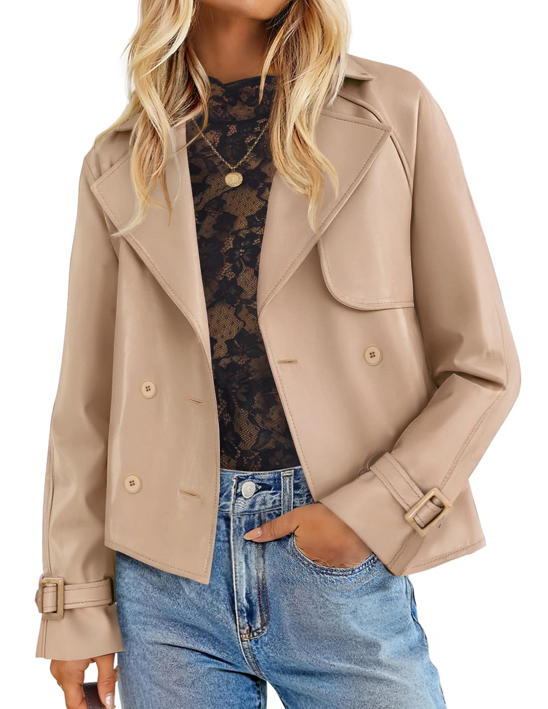 Luxuii Faux Leather Jackets Oversized Button Motorcycle Coats Outwear
