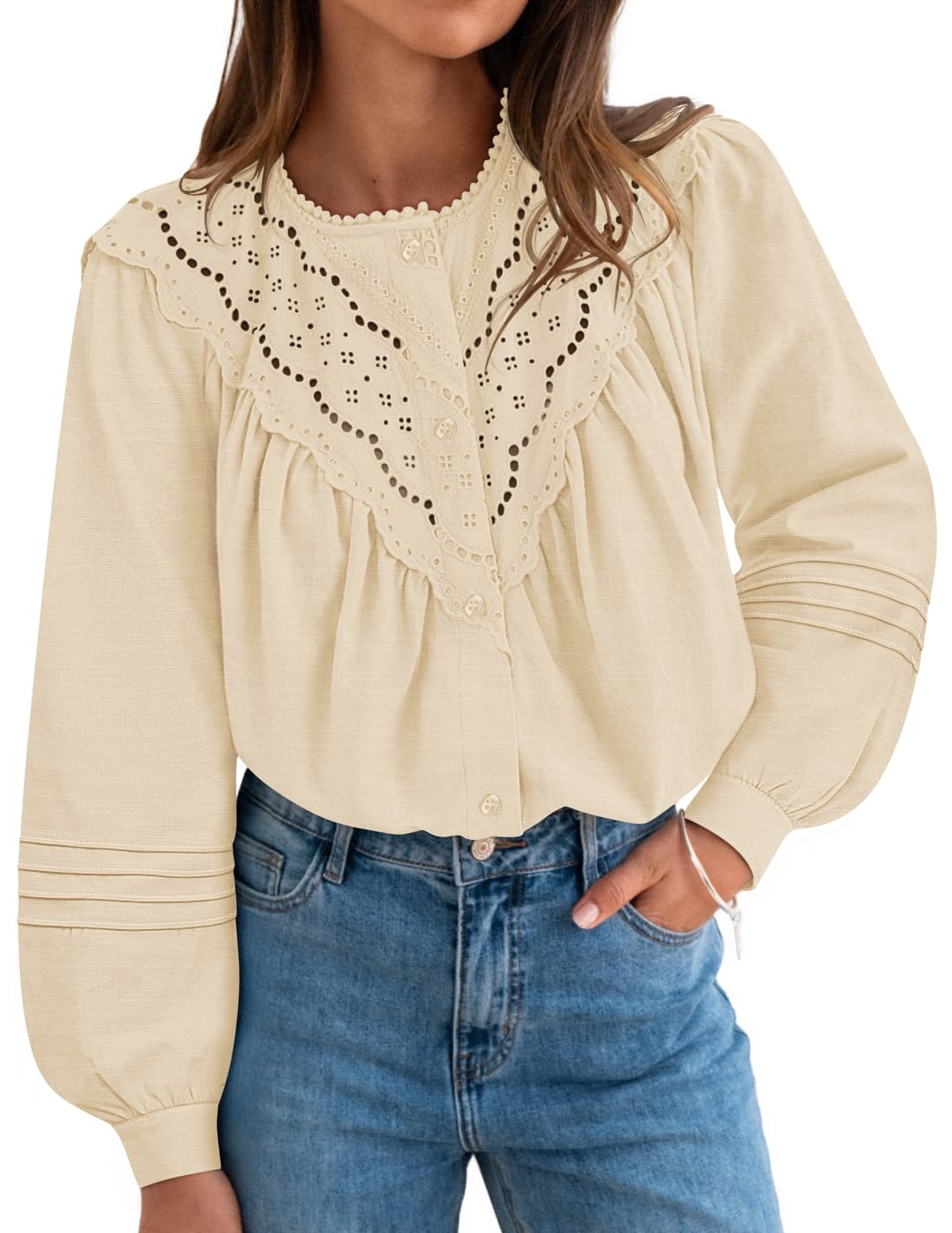 Luxuii Babydoll Lace Crochet Button Down Boho Victorian Shirts