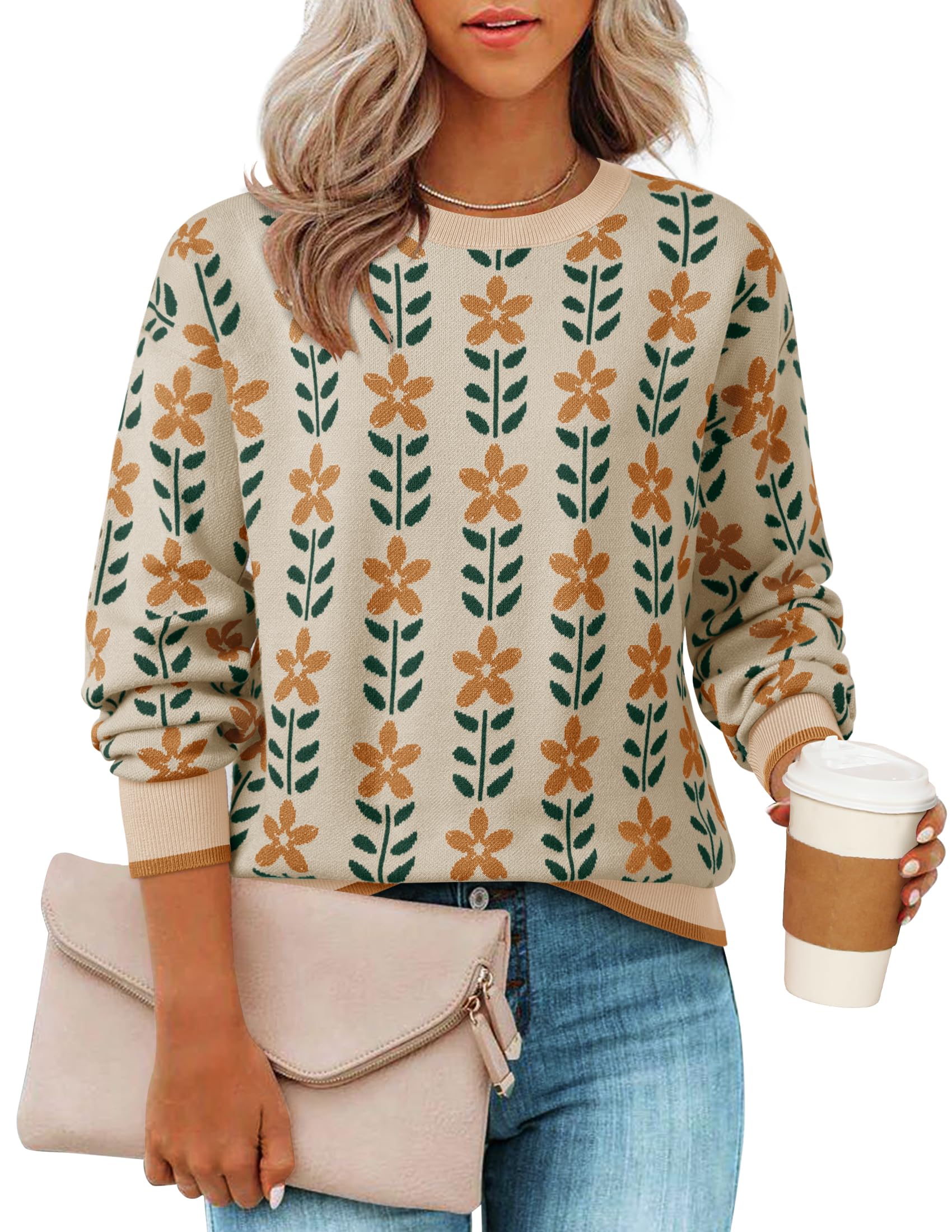 Luxuii Crewneck Printed Cute Oversized Knitted Pullover Tops