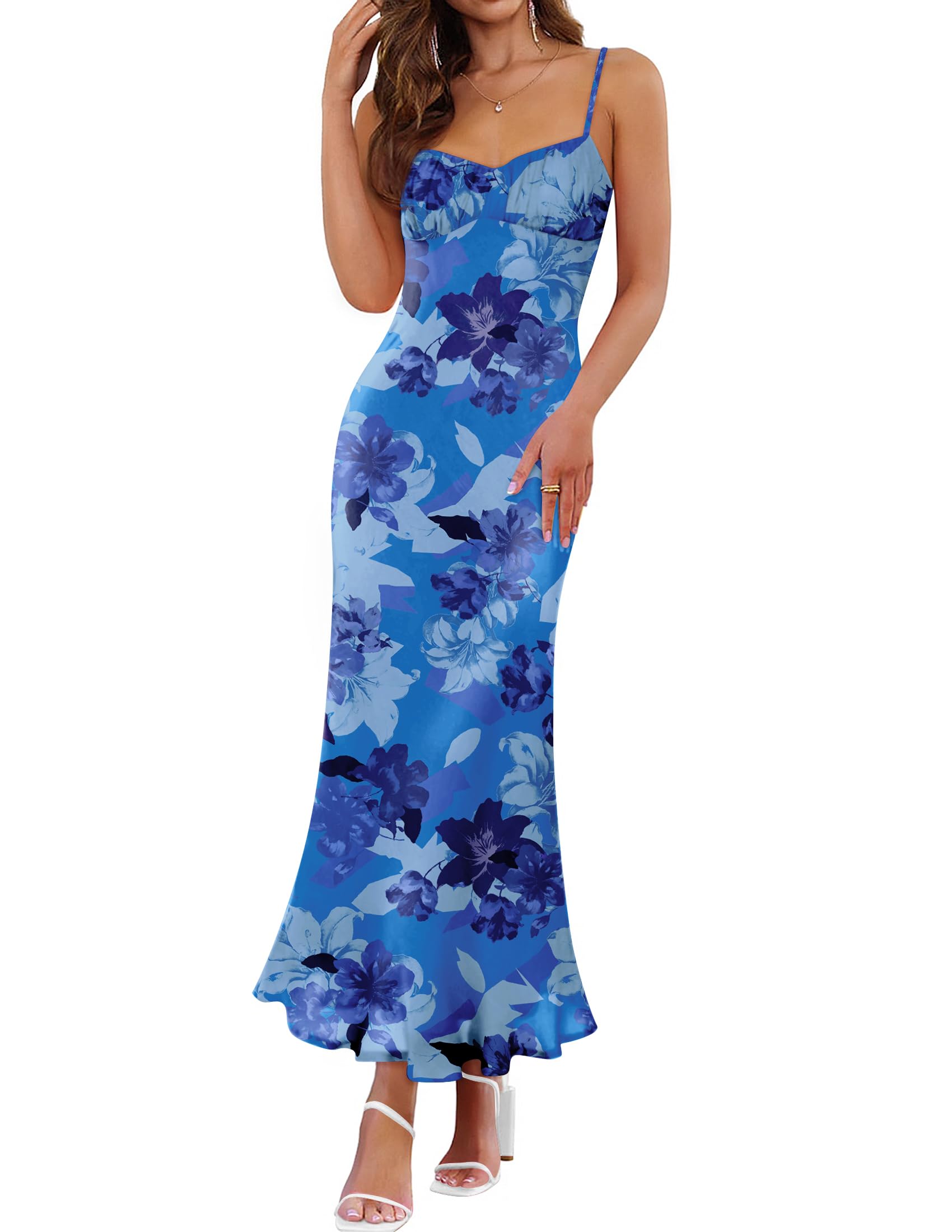 Luxuii Floral Sleeveless Square Neck Backless Bodycon Dresses
