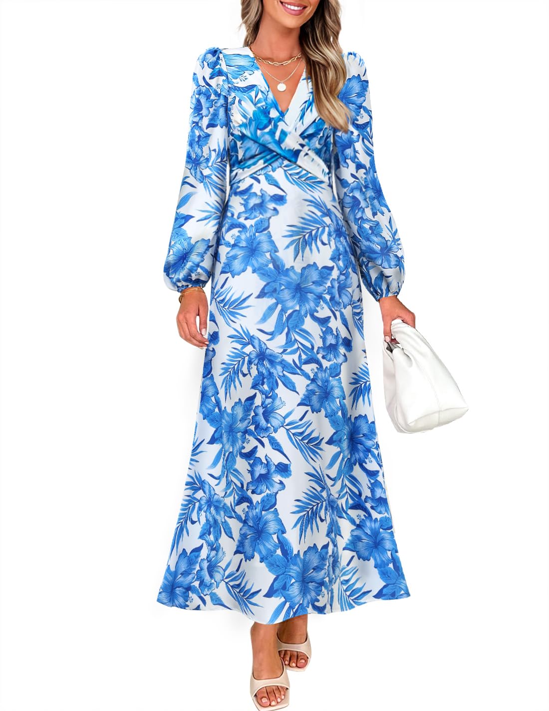 Luxuii Fall Boho V Neck Belted High Wasit Flowy Cocktail Party Dress
