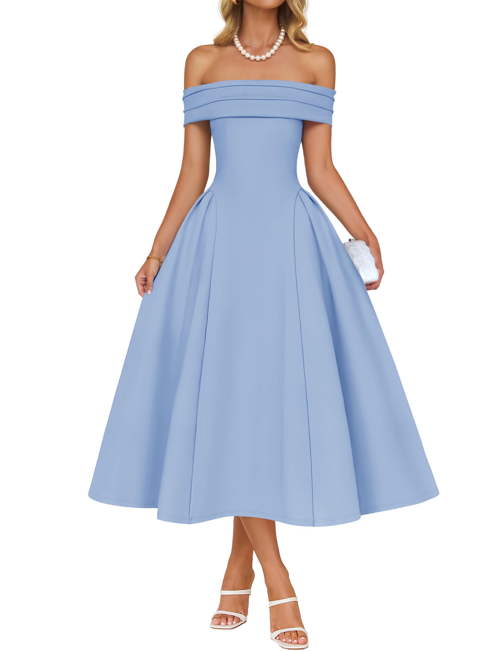 Luxuii Elegant Off Shoulder Swing A Line Wedding Dresses