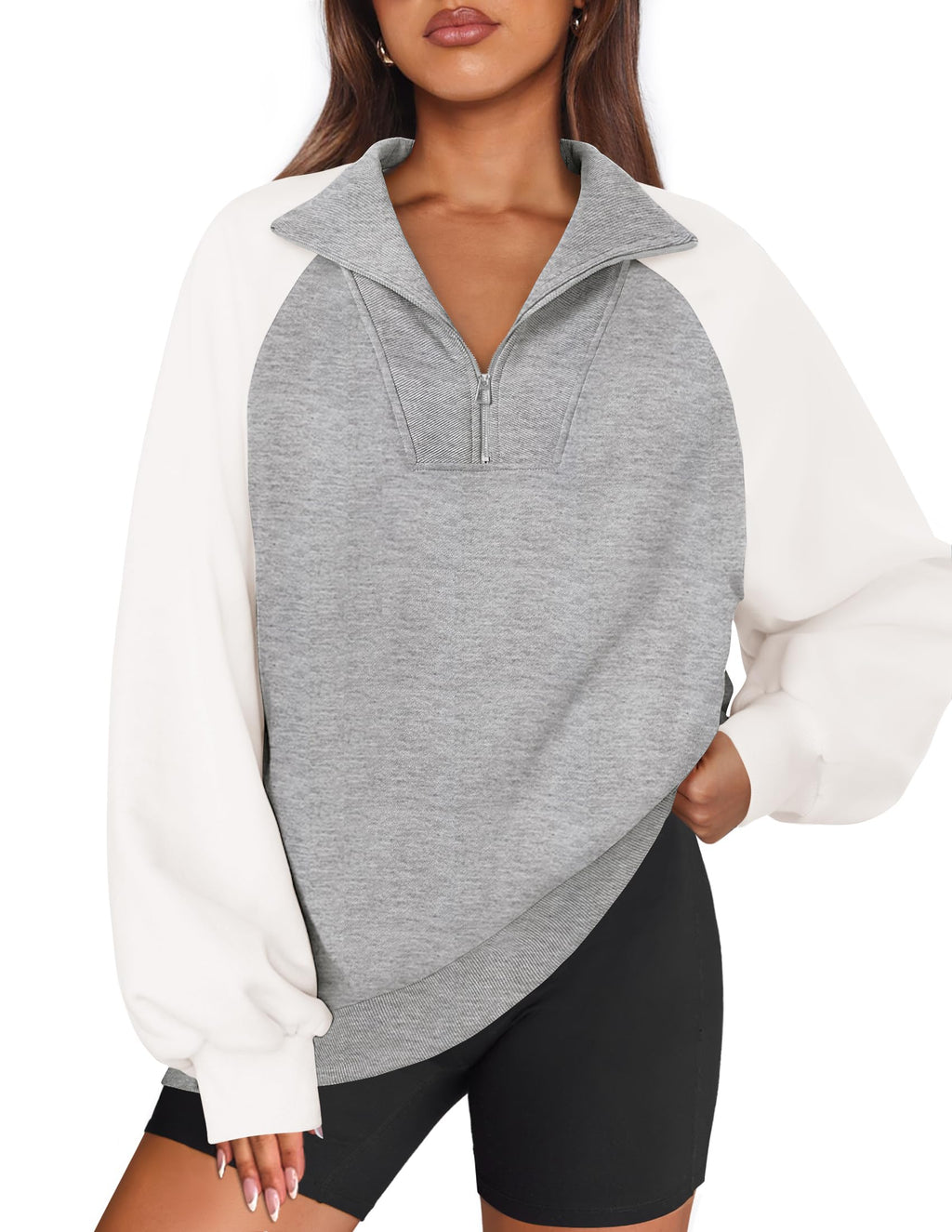 Luxuii Oversized Sweatshirts Half Zip Long Sleeve Pullover Tops