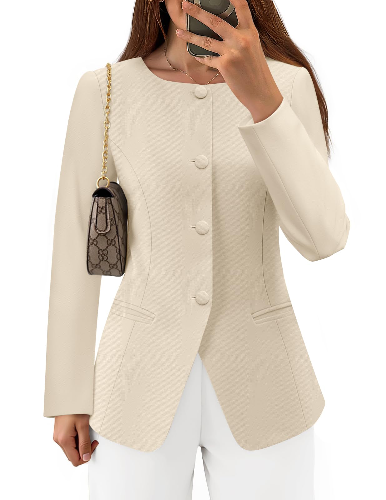 Luxuii Fall Button Suit Jackets Office Work Outfits Fitted Blazer
