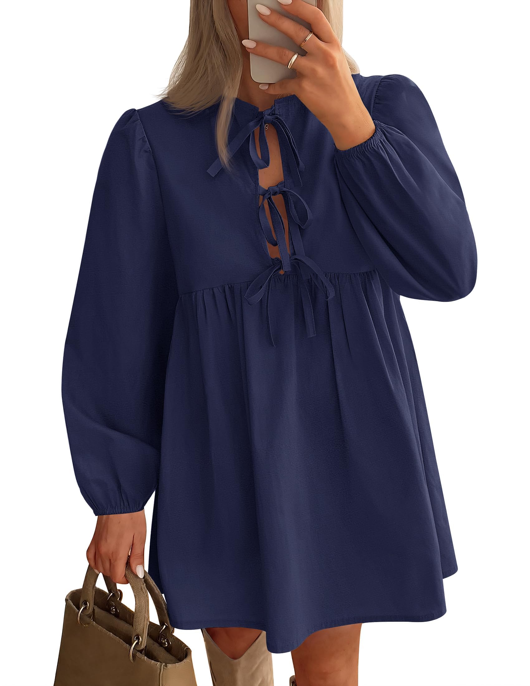Luxuii Self Tie Front Babydoll A Line Pleated Cute Dresses