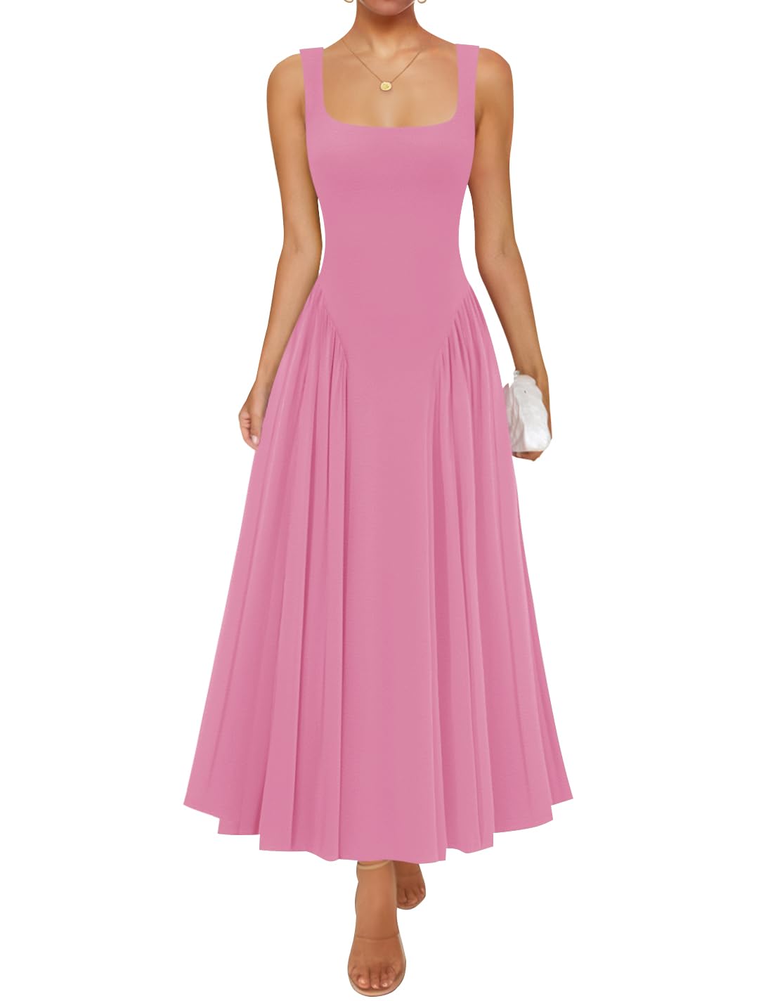 Luxuii Sleeveless Square Neck Casual Long Flowy A Line Dresses