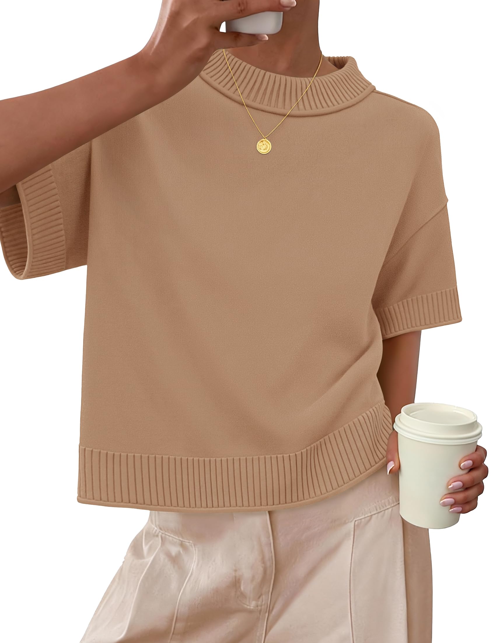 Luxuii Sweaters Summer Oversized Crewneck Soft Knit Cropped Tops