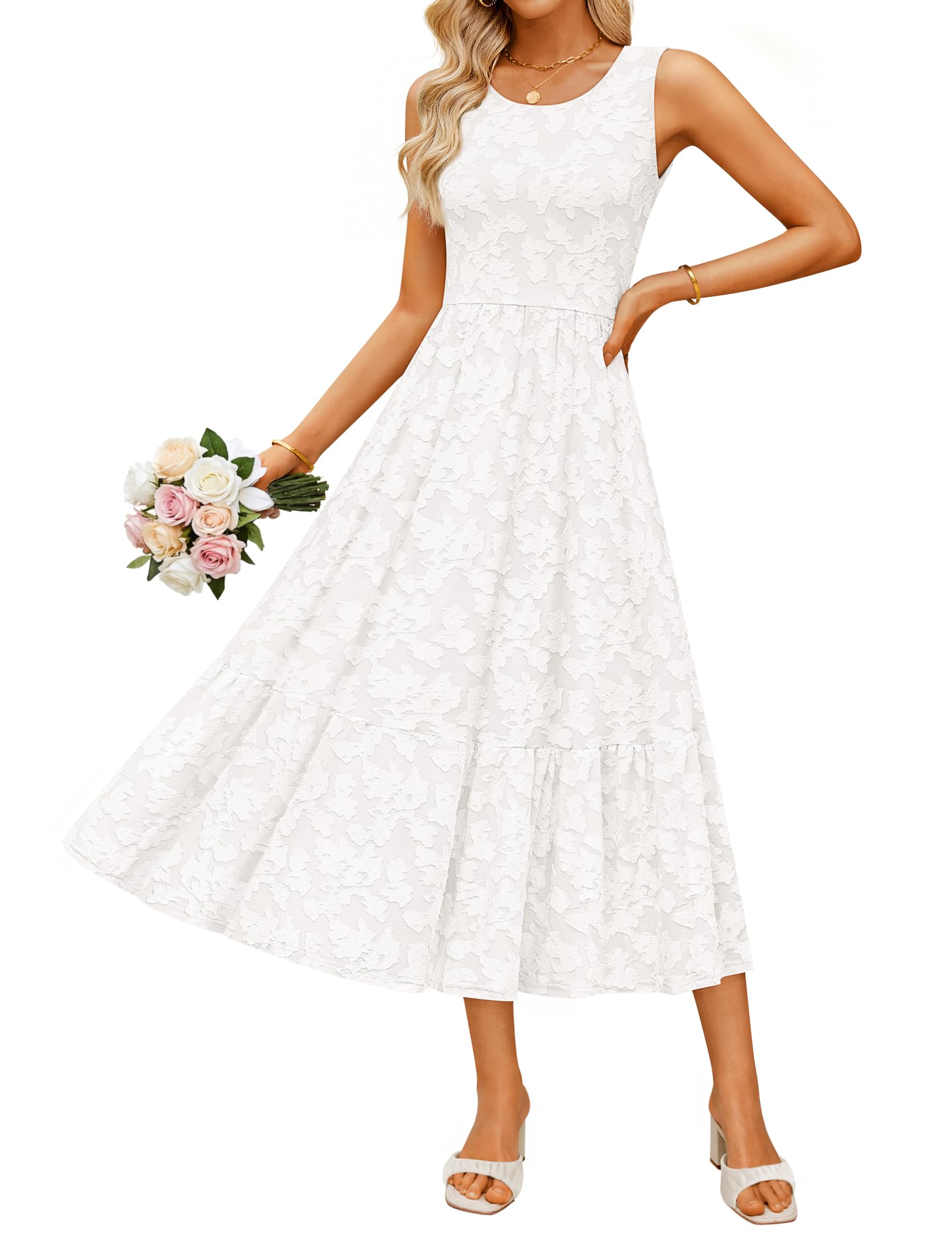 Luxuii Sleeveless Beach Vacation Dresses Casual Flowy Sundress