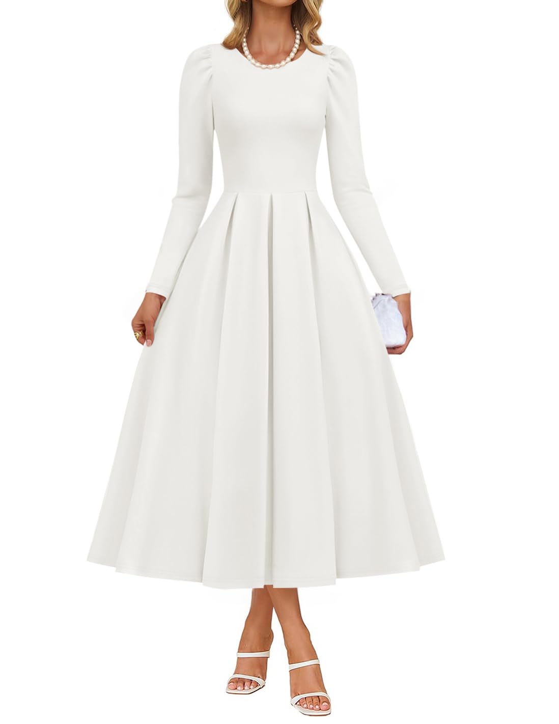 Luxuii Fall Elegant Crewneck Swing A Line Wedding Party Dress