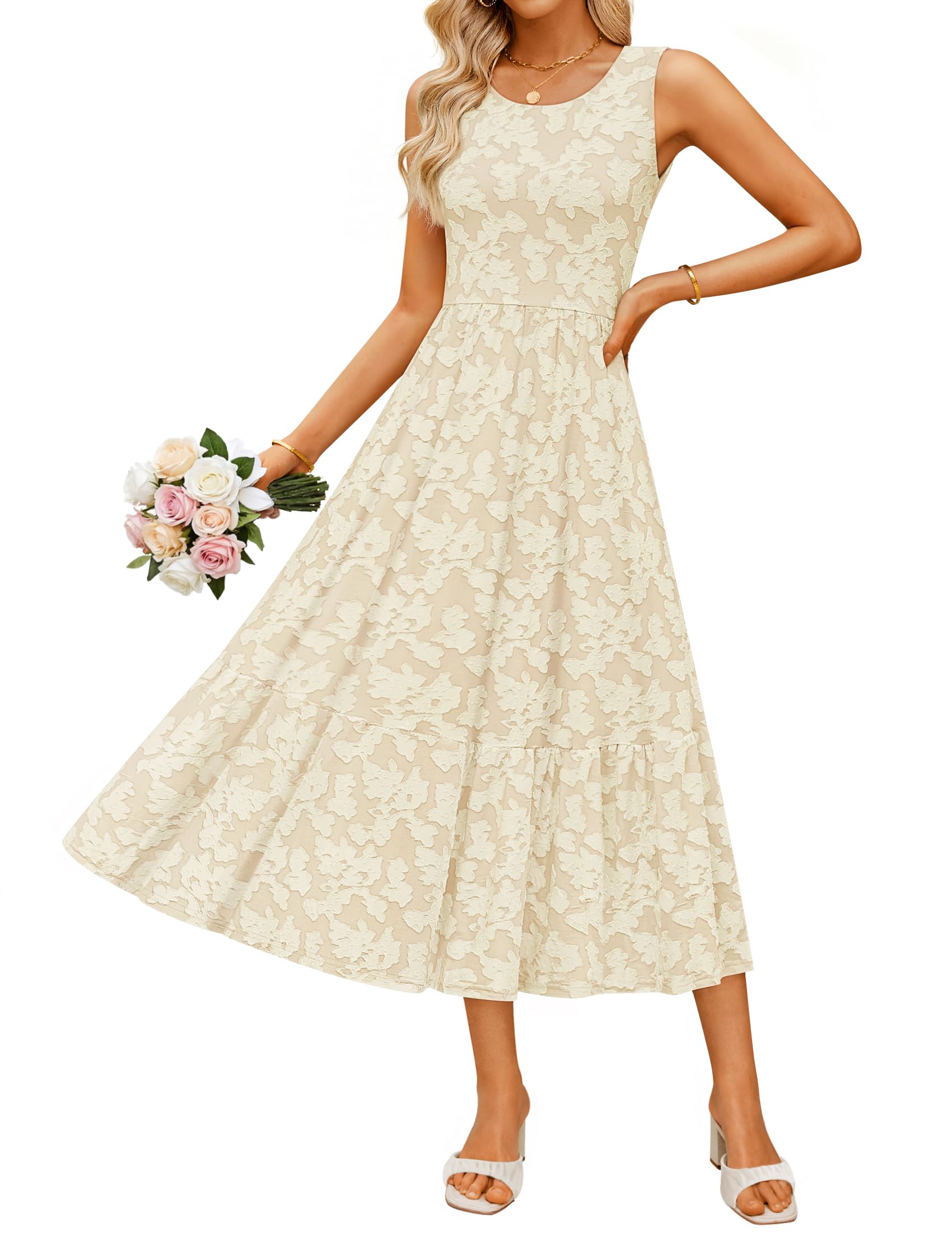 Luxuii Sleeveless Beach Vacation Dresses Casual Flowy Sundress