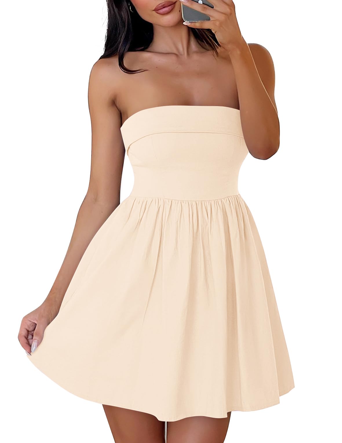 Luxuii Sexy Strapless High Waist Pleated Short Dresses
