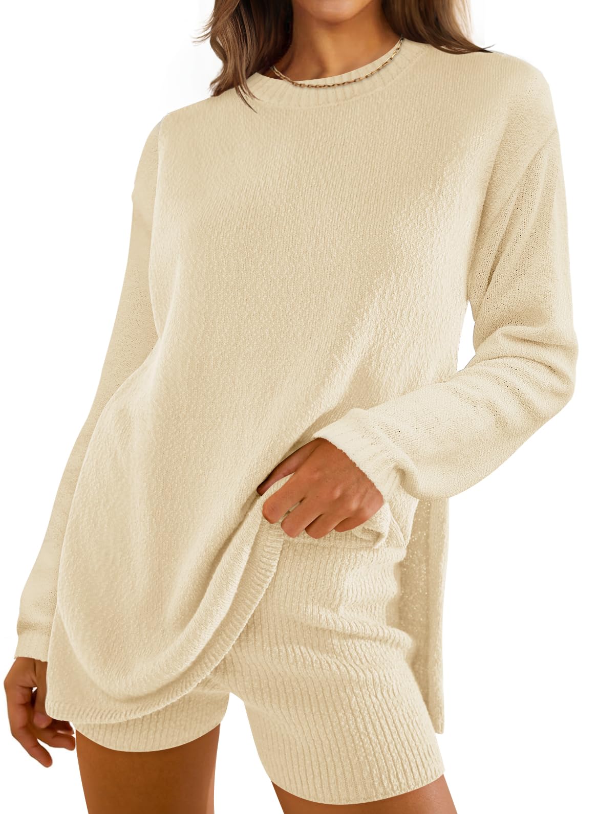 Luxuii Women's Two Piece Sweater Lounge Sets Shorts Outfits