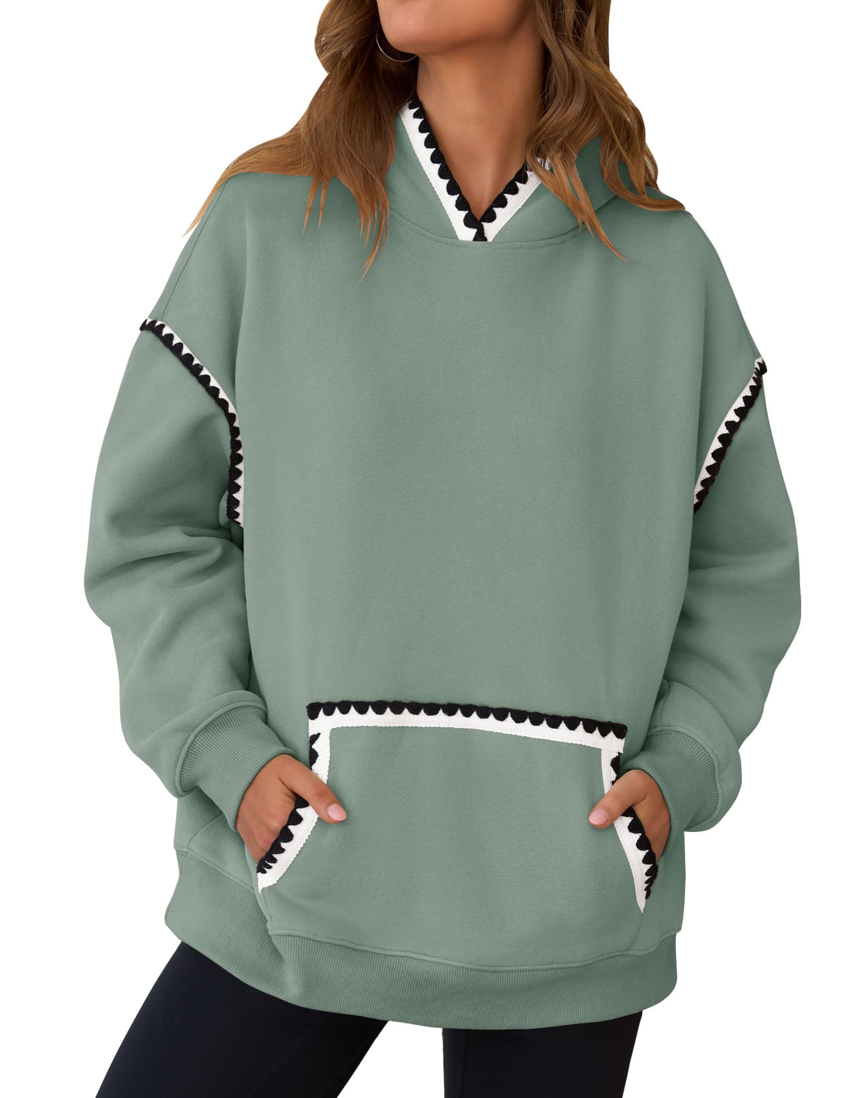 Luxuii Oversized Sweatshirts Fleece Hoodies Long Sleeve Pullover Top