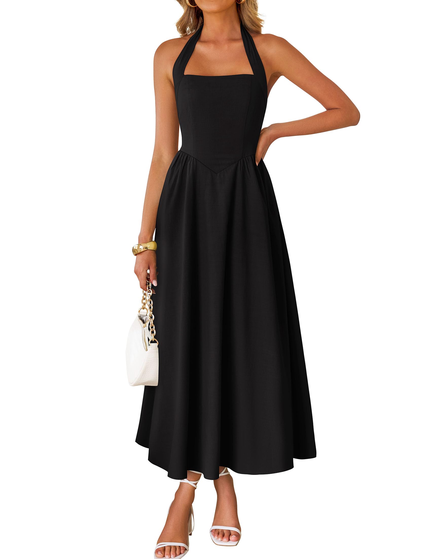 Luxuii Sleeveless Halter Off Shoulder High Waist Beach Long Dresses
