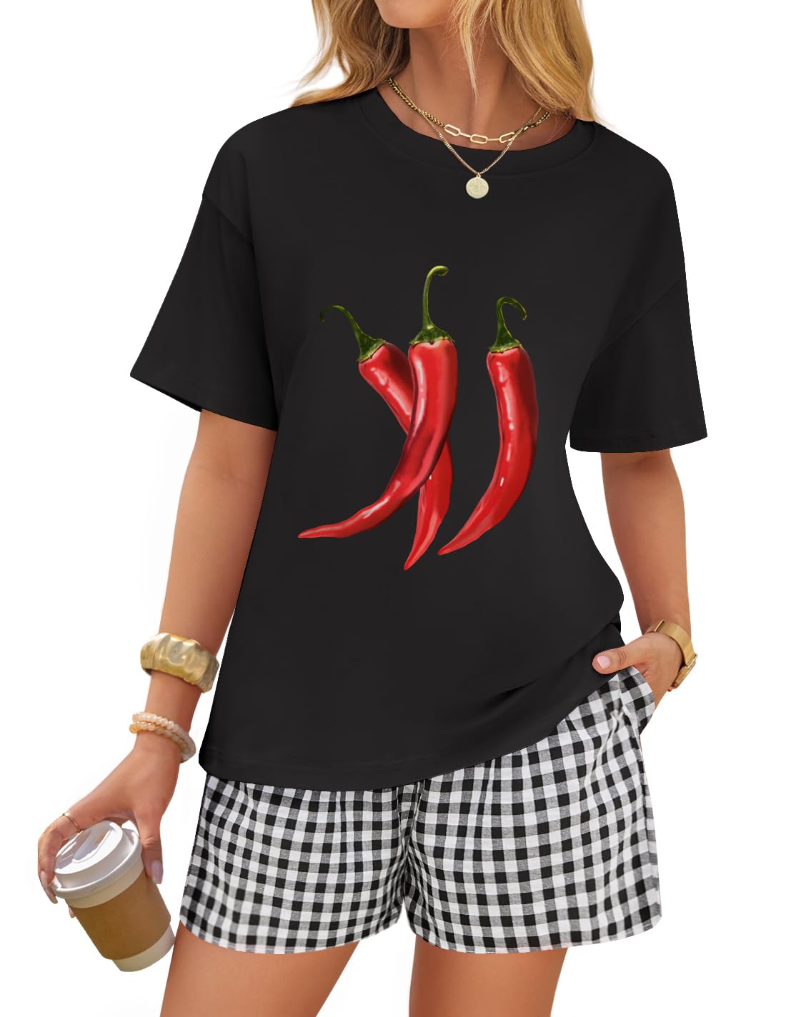 Luxuii 2 Piece Graphic Print Tops and Shorts Outfits with Pockets