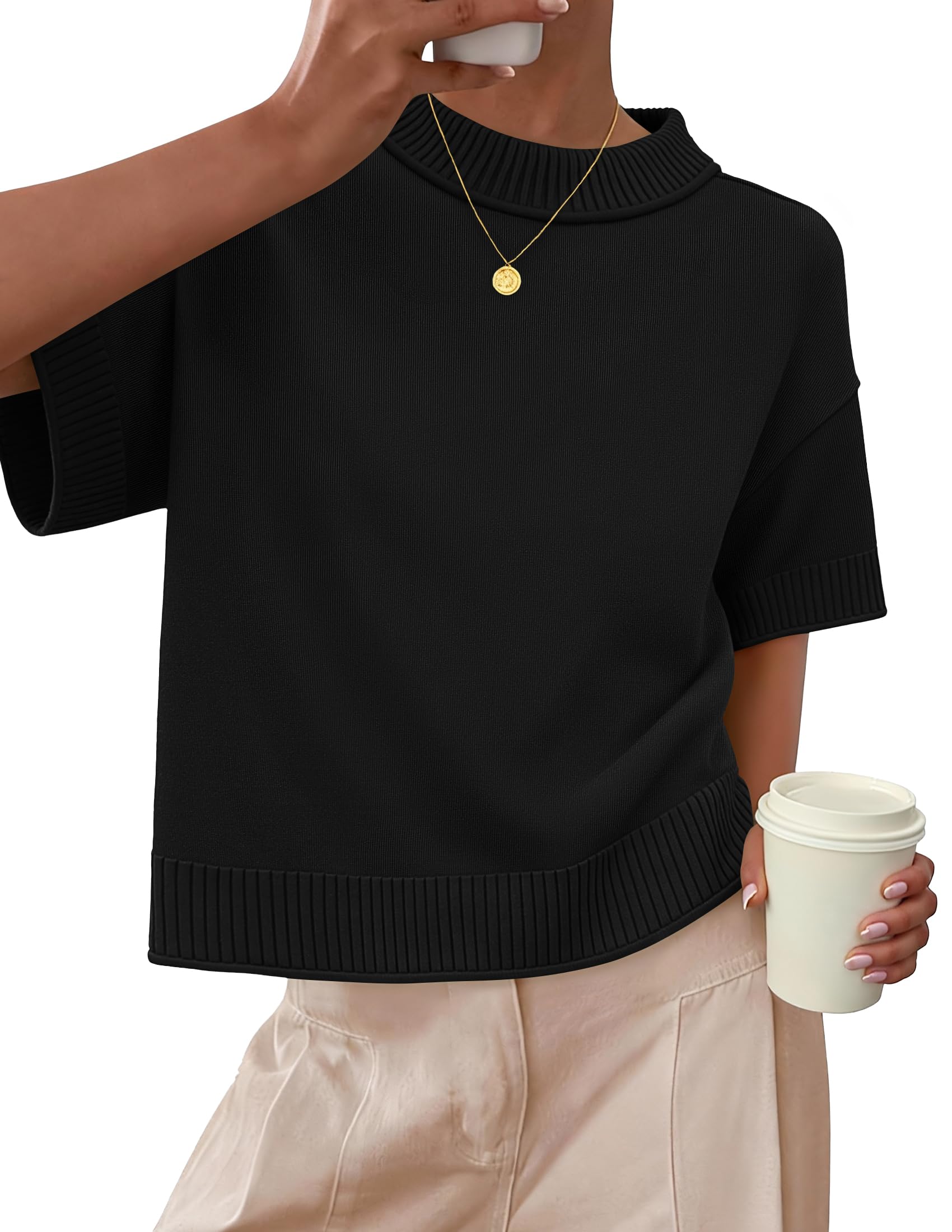 Luxuii Sweaters Summer Oversized Crewneck Soft Knit Cropped Tops