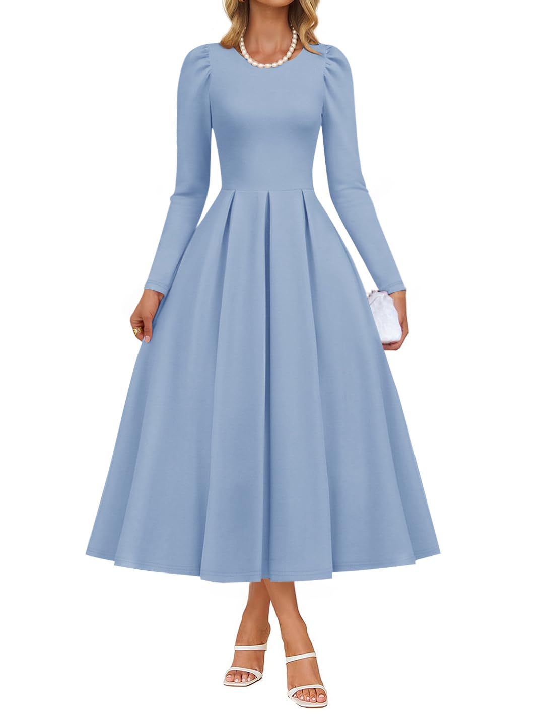 Luxuii Fall Elegant Crewneck Swing A Line Wedding Party Dress