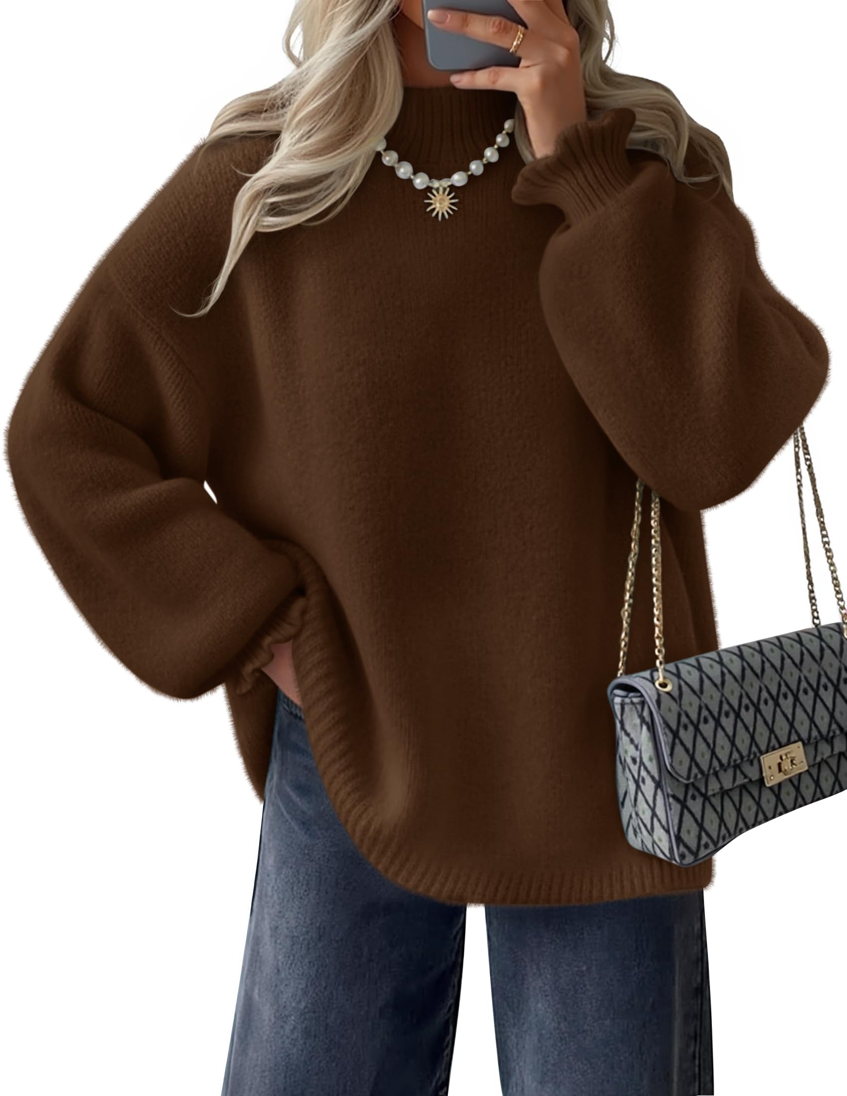Luxuii Turtleneck Knitted Chunky Pullover Sweater Jumper Tops