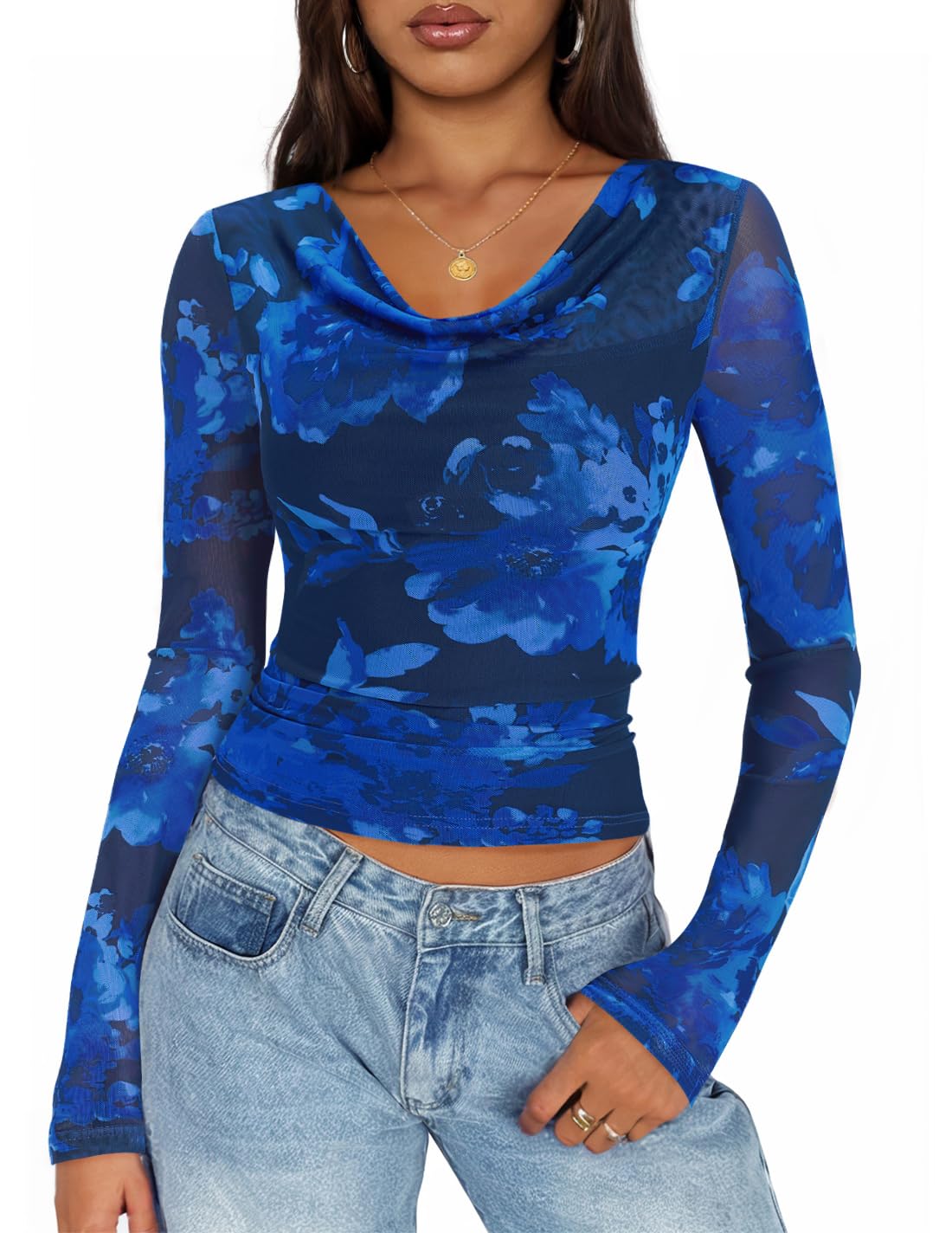 Luxuii Fall Cowl Neck Slim Fit Going Out Y2k Shirts Date Night Outfits