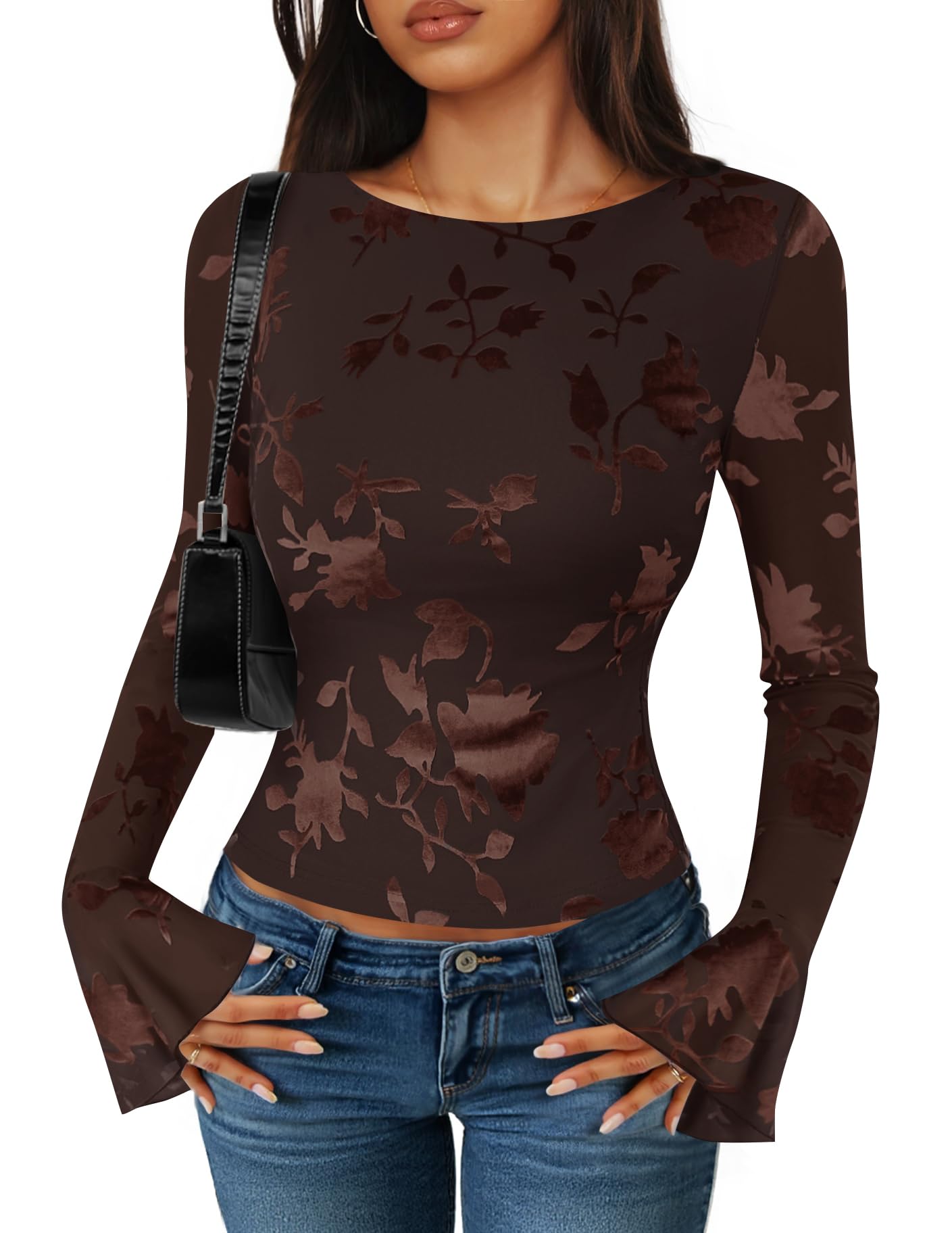 Luxuii Fall Fashion Boat Neck Fitted Shirts Trendy Going Out Y2k Outfits